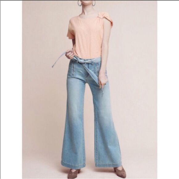 ANTHROPOLOGIE | DELETTA Margot Peach Gathered Tee Top Women’s Size Medium - Picture 11 of 11